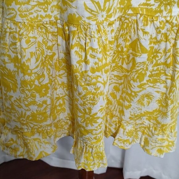 Joie Dress M Linen Floral Yellow Nala Summer Resort Cruise NEW - Picture 10 of 16